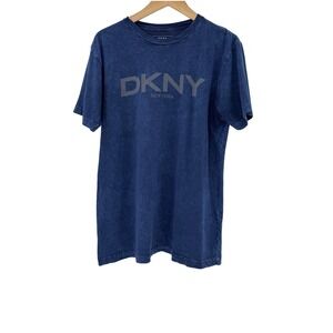 DKNY New York Blue Acid Wash Graphic T Shirt Tee‎ Top Men's Size L